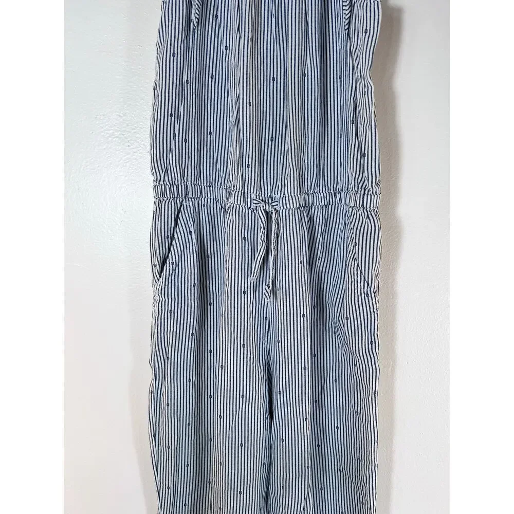 OLD NAVY Girl’s Striped Ruffle Cap Sleeve Jumpsuit / Size: S 6-7